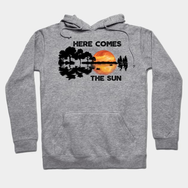 Here Comes The Sun Guitar Sunset Silhouette Music Lover Hoodie by Bazzar Designs